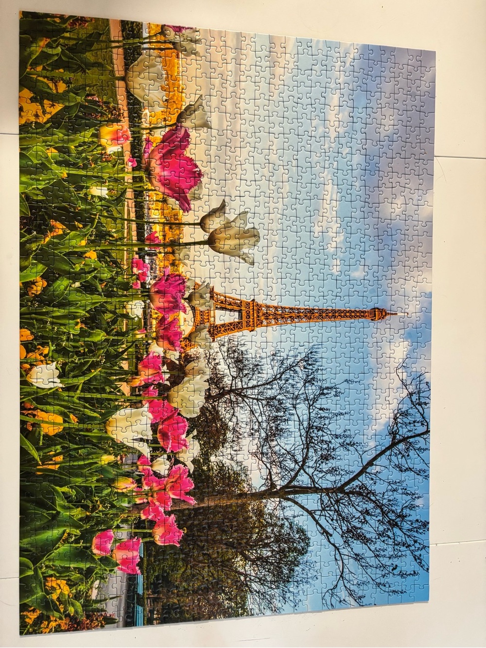Ravensburger Paris Eiffel Tower Tulip Field Puzzle - Pink, Green, Blue